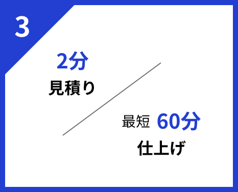 3 2分見積り/最短60分仕上げ